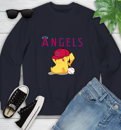 MLB Pikachu Baseball Sports Los Angeles Angels Youth Sweatshirt 3