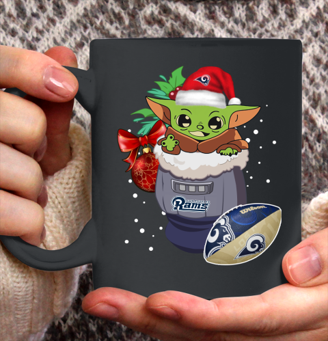 Los Angeles Rams Christmas Baby Yoda Star Wars Funny Happy NFL Ceramic Mug 11oz 3