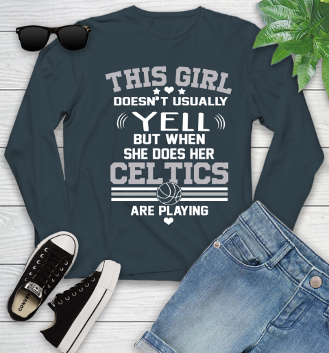 Boston Celtics NBA Basketball I Yell When My Team Is Playing Youth Long Sleeve 9
