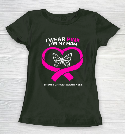Men Women Kids Wear Pink For My Mom Breast Cancer Awareness Women's T-Shirt 4
