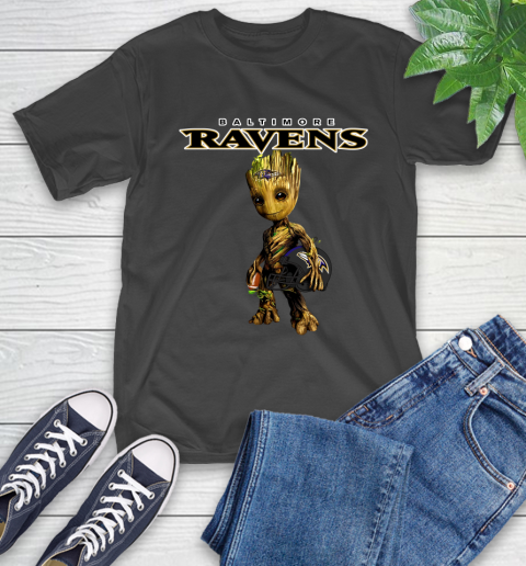 Baltimore Ravens NFL Football Groot Marvel Guardians Of The Galaxy T-Shirt 2