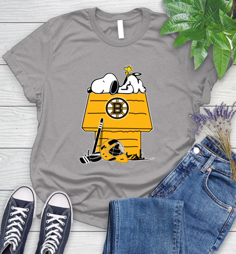 Boston Bruins NHL Hockey Snoopy Woodstock The Peanuts Movie Women's T-Shirt 5