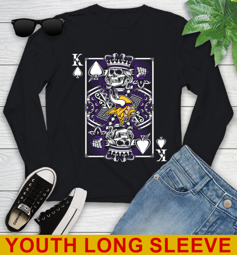 Minnesota Vikings NFL Football The King Of Spades Death Cards Shirt Youth Long Sleeve
