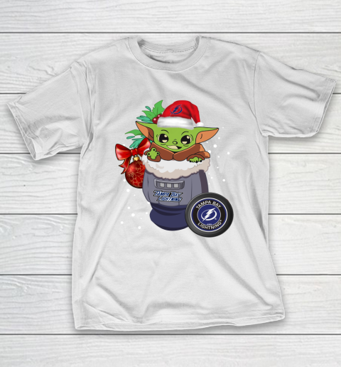 Tampa Bay Lightning Christmas Baby Yoda Star Wars Funny Happy NHL T-Shirt 3