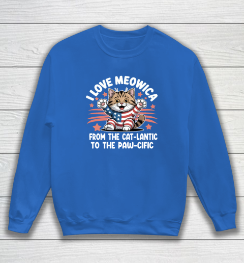 Patriotic Cat I Love Meowica USA Flag 4th of July Funny Cat Lover Sweatshirt 5