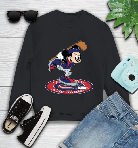 NHL Hockey Columbus Blue Jackets Cheerful Mickey Disney Shirt Youth Sweatshirt
