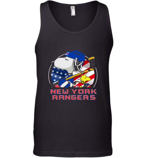 1zn2 new york rangersnoopy and woodstock nhl unisex tank 17 front black