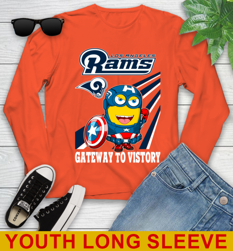 NFL Football Los Angeles Rams Captain America Marvel Avengers Minion Shirt Youth Long Sleeve 3