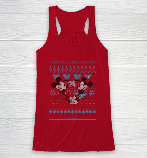 Disney Mickey And Minnie Mouse Christmas Ugly Sweater Style Racerback Tank 4