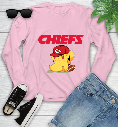 NFL Pikachu Football Sports Kansas City Chiefs Youth Long Sleeve 10
