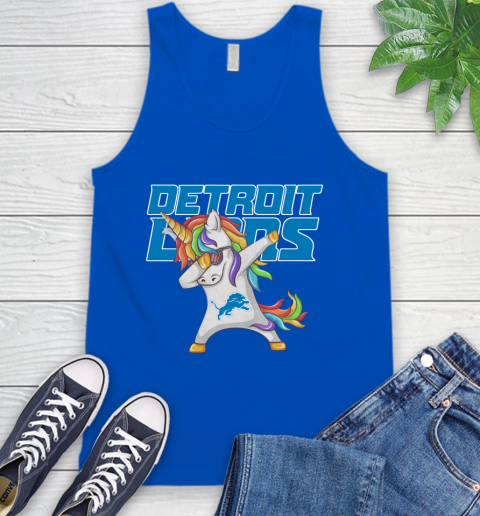 Detroit Lions NFL Football Funny Unicorn Dabbing Sports Tank Top 5
