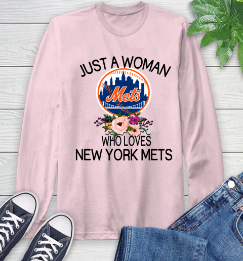 MLB Just A Woman Who Loves New York Mets Baseball Sports Long Sleeve T-Shirt 8