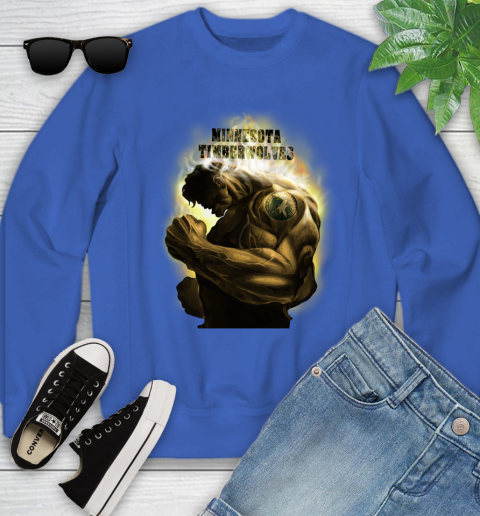Minnesota Timberwolves NBA Basketball Hulk Marvel Avengers Sports Youth Sweatshirt 7