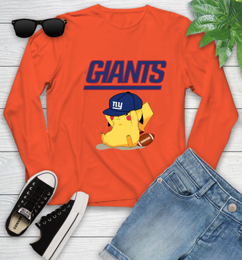 NFL Pikachu Football Sports New York Giants Youth Long Sleeve 4