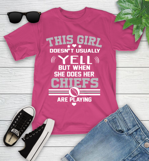 Kansas City Chiefs NFL Football I Yell When My Team Is Playing Youth T-Shirt 11