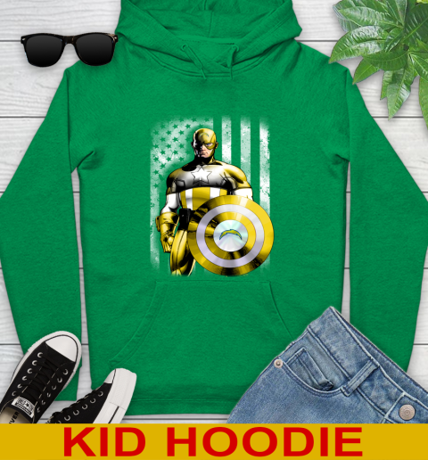 Los Angeles Chargers NFL Football Captain America Marvel Avengers American Flag Shirt Youth Hoodie 8