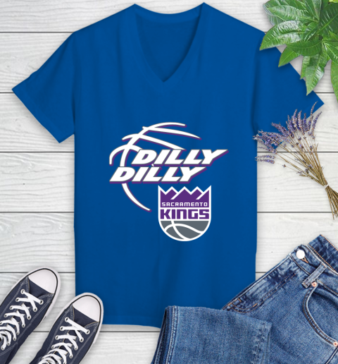 NBA Sacramento Kings Dilly Dilly Basketball Sports Women's V-Neck T-Shirt 10