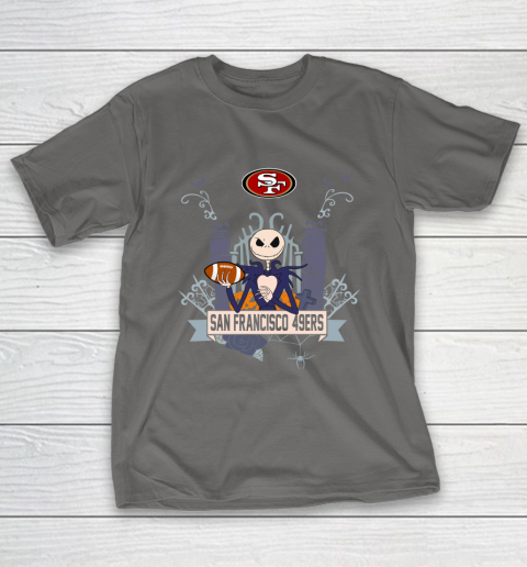 NFL San Francisco 49ers Football Jack Skellington Halloween T-Shirt 8