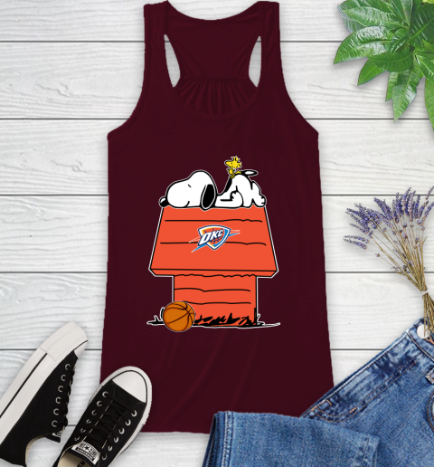 Oklahoma City Thunder NBA Basketball Snoopy Woodstock The Peanuts Movie Racerback Tank Maroon Oklahoma City Thunder NBA Basketball Snoopy Woodstock The Peanuts Movie Racerback Tank 3