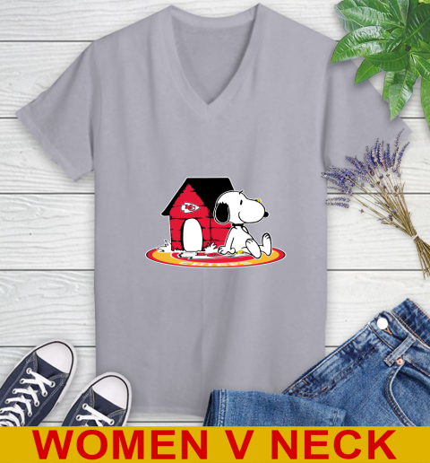 NFL Football Kansas City Chiefs Snoopy The Peanuts Movie Shirt Women's V-Neck T-Shirt 5