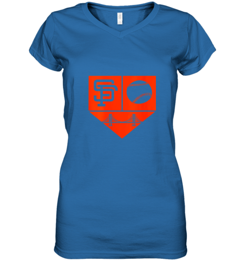 rptt womens san francisco baseball home plate vintage sf the city gift women v neck t shirt 39 front royal