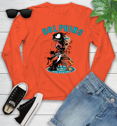NFL Miami Dolphins Football Venom Groot Guardians Of The Galaxy Youth Long Sleeve 4