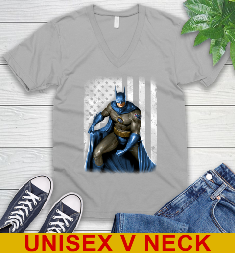 Tennessee Titans NFL Football Batman DC American Flag Shirt V-Neck T-Shirt 3