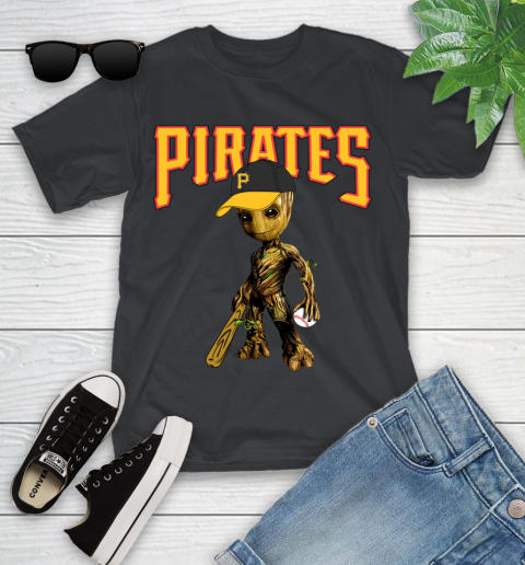 MLB Pittsburgh Pirates Groot Guardians Of The Galaxy Baseball Youth T-Shirt 2
