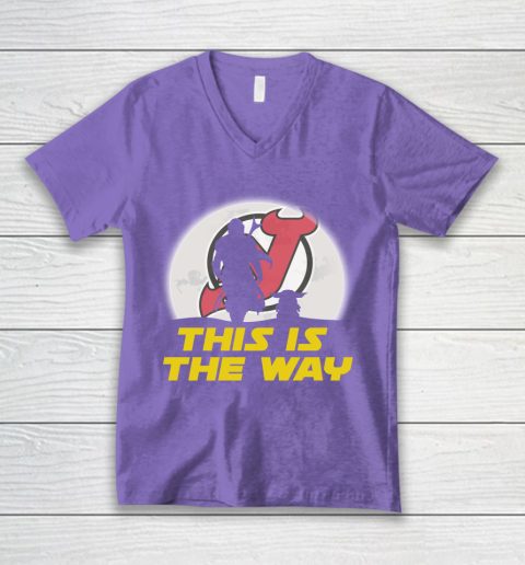 New Jersey Devils NHL Ice Hockey Star Wars Yoda And Mandalorian This Is The Way V-Neck T-Shirt 8