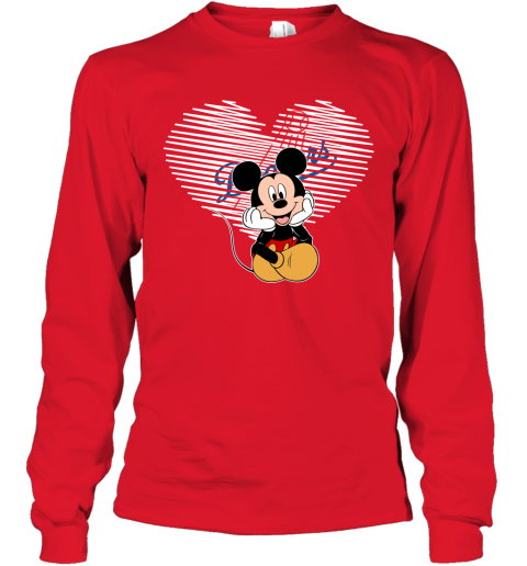 MLB Los Angeles Dodgers The Heart Mickey Mouse Disney Baseball T Shirt_000  Women's T-Shirt