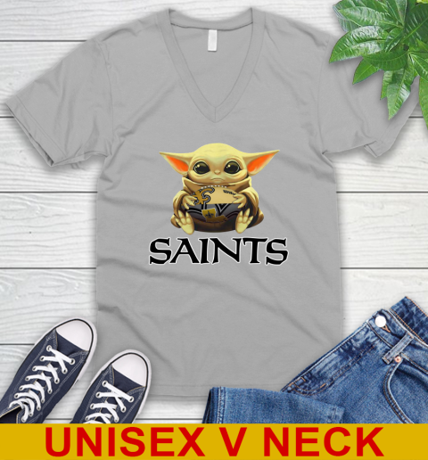 NFL Football New Orleans Saints Baby Yoda Star Wars Shirt V-Neck T-Shirt 5 NFL Football New Orleans Saints Baby Yoda Star Wars Shirt V-Neck T-Shirt - Image 5