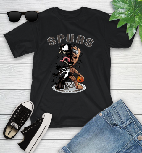NBA San Antonio Spurs Basketball Venom Groot Guardians Of The Galaxy Youth T-Shirt 2