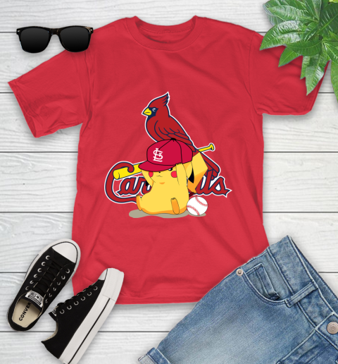 MLB Pikachu Baseball Sports St.Louis Cardinals Youth T-Shirt 10