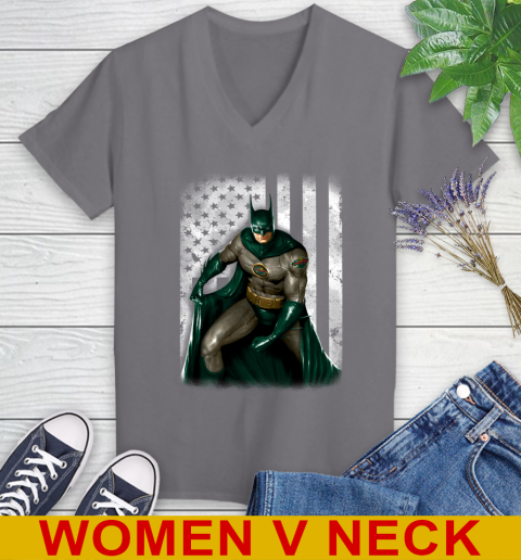 Minnesota Wild NHL Hockey Batman DC American Flag Shirt Women's V-Neck T-Shirt 11