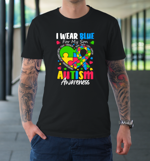 I Wear Blue For My Son Autism Awareness T-Shirt