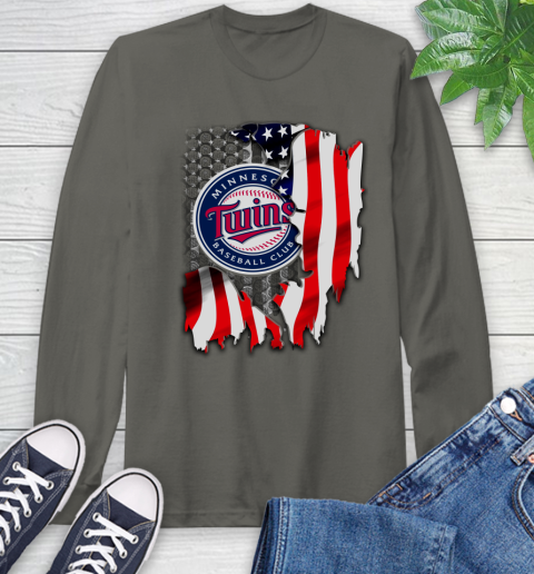 Minnesota Twins MLB Baseball American Flag Long Sleeve T-Shirt 9