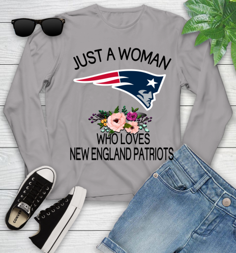 NFL Just A Woman Who Loves New England Patriots Football Sports Youth Long Sleeve 3