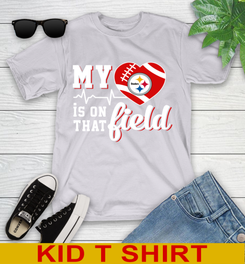 NFL My Heart Is On That Field Football Sports Pittsburgh Steelers Youth T-Shirt 4