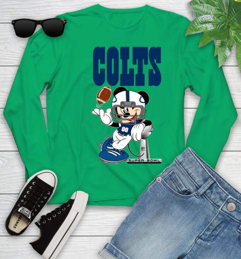 NFL Indianapolis Colts Mickey Mouse Disney Super Bowl Football T Shirt Youth Long Sleeve 6