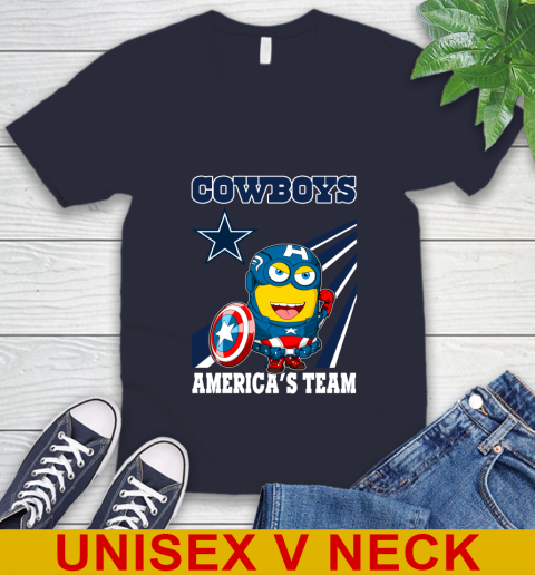 NFL Football Dallas Cowboys Captain America Marvel Avengers Minion Shirt V-Neck T-Shirt 2