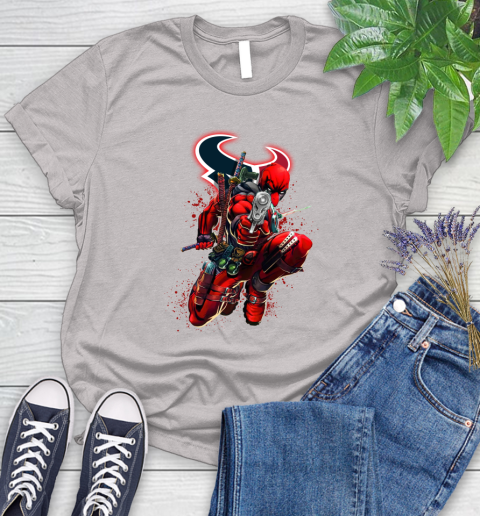 NFL Deadpool Marvel Comics Sports Football Houston Texans Women's T-Shirt 10