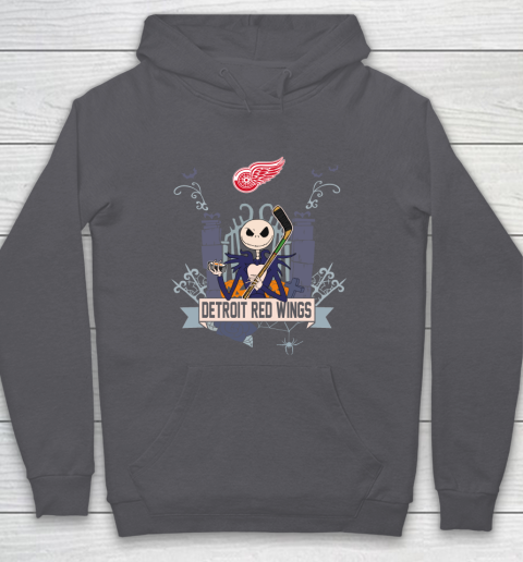 NHL Detroit Red Wings Hockey Jack Skellington Halloween Hoodie 4