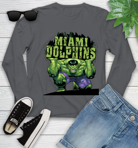 Miami Dolphins NFL Football Incredible Hulk Marvel Avengers Sports Youth Long Sleeve 8