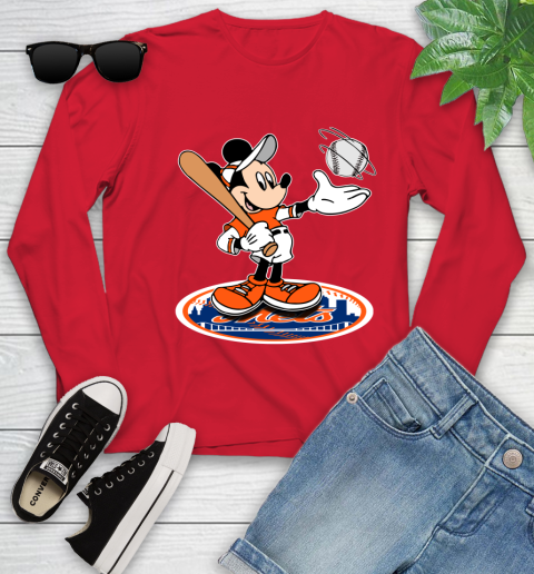 MLB Baseball New York Mets Cheerful Mickey Disney Shirt Youth Long Sleeve 11