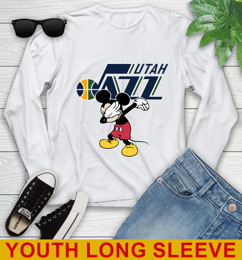 Utah Jazz NBA Basketball Dabbing Mickey Disney Sports Youth Long Sleeve