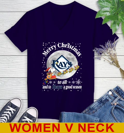 Tampa Bay Rays Merry Christmas To All And To Rays A Good Season MLB Baseball Sports Women's V-Neck T-Shirt 3