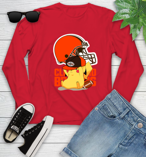 NFL Pikachu Football Sports Cleveland Browns Youth Long Sleeve 11