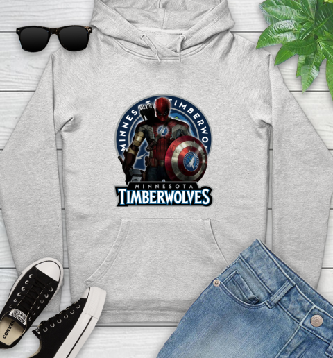 Minnesota Timberwolves NBA Basketball Captain America Thor Spider Man Hawkeye Avengers Youth Hoodie