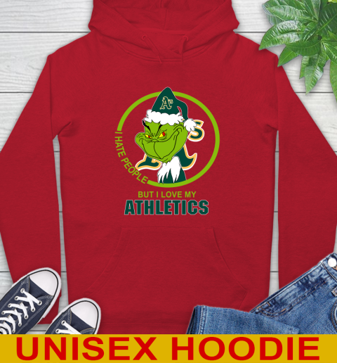 Oakland Athletics MLB Christmas Grinch I Hate People But I Love My Favorite Baseball Team Hoodie 10