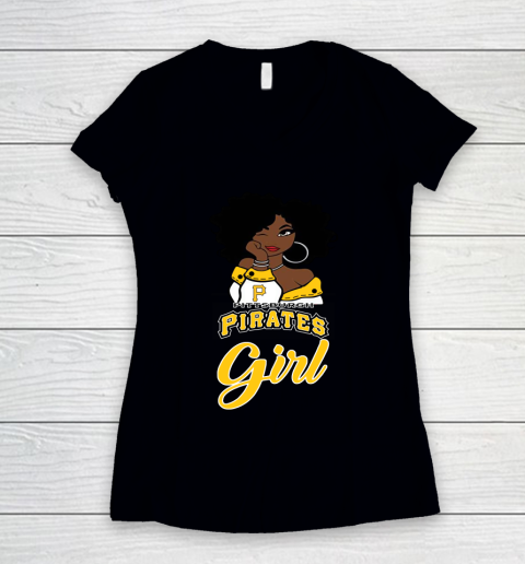 Pittsburgh Piratess Girl MLB Women's V-Neck T-Shirt